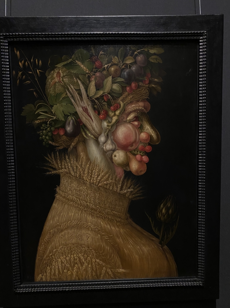 Viedeň: čo vidieť za deň - známy obraz od Giuseppe Arcimboldo a jeho dielo Leto (1563), zobrazuje osobu vytvorenú z ovocia a zeleniny