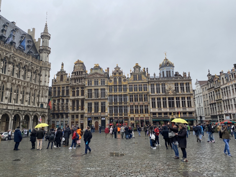 čo vedieť pred cestou do Bruselu - pohľad na námestie Grand-Place s histrickými budovami obloženými zlatou výzdobou